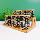 USHA SHRIRAM(7Pcs Borosilicate Food Container With Lid Bamboo Lid (850ml- 3Pcs & 350ml- 4Pcs)|Borsilicate Glass Container For Kitchen Storage Box | Microwave Safe | Glass Kitchen Organiser Container